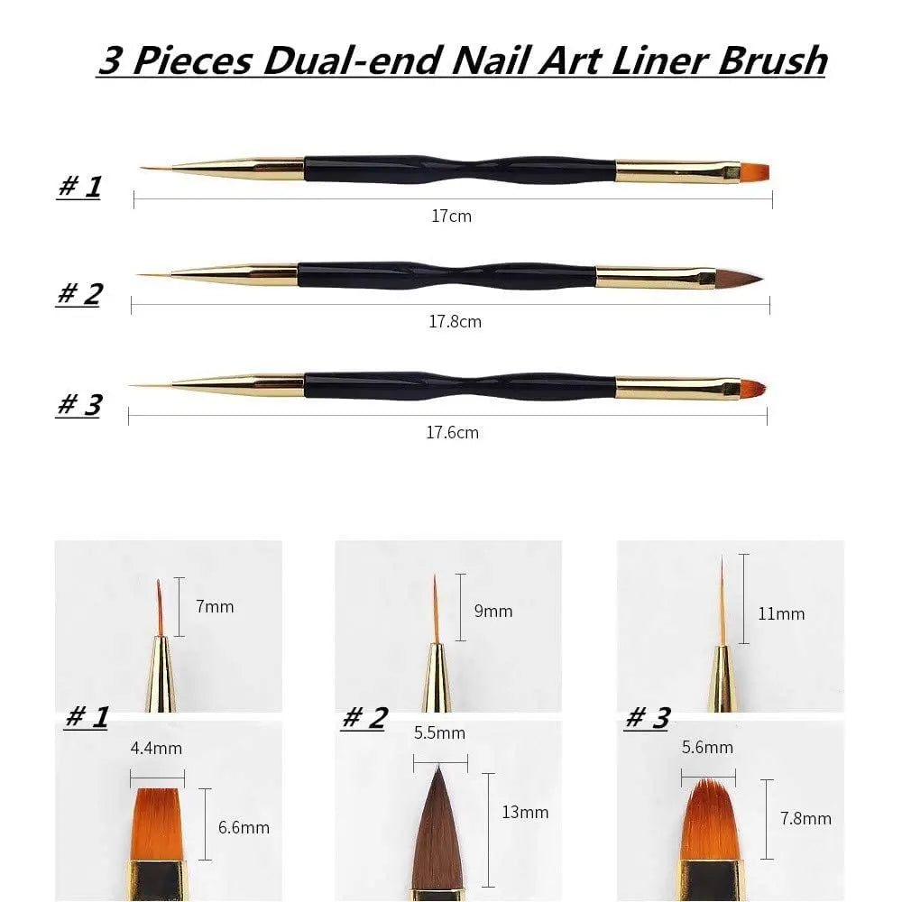 3PCS Nail Art Brush Set