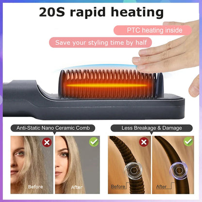 Electric Hot Comb Straightener Brush